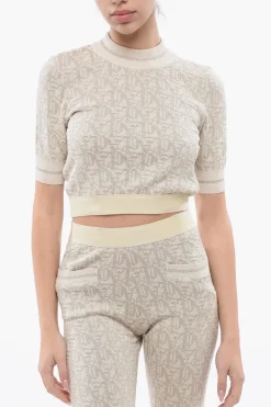 Top Cropped In Jacquard Monogram Con Banda Logata>Palm Angels Sale