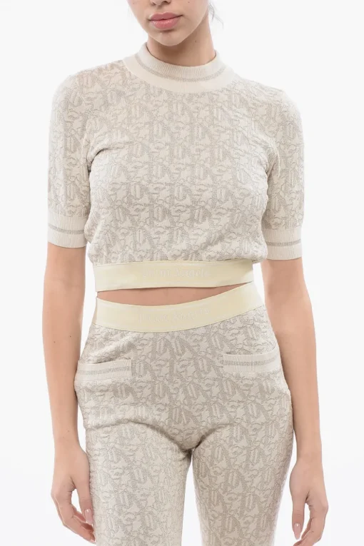 Top Cropped In Jacquard Monogram Con Banda Logata>Palm Angels Sale