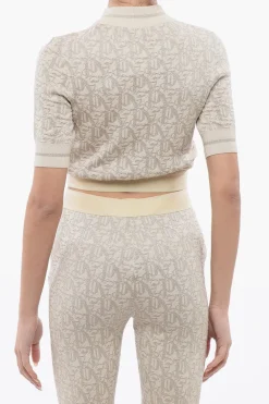 Top Cropped In Jacquard Monogram Con Banda Logata>Palm Angels Sale