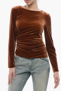 Best Top Drappeggiato in Velour Donna T-Shirts E Tops