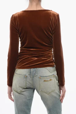 Best Top Drappeggiato in Velour Donna T-Shirts E Tops