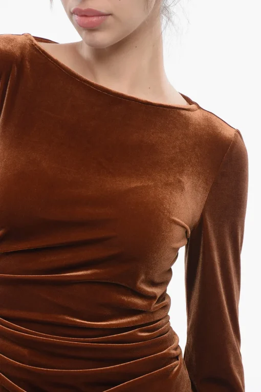 Best Top Drappeggiato in Velour Donna T-Shirts E Tops