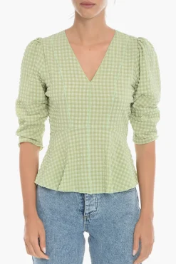 Discount Top EMMI In Tessuto Seersucker con Scollo a V Donna T-Shirts E Tops