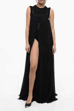 Top Extralungo in Chiffon con Spacco Frontale>Dolce & Gabbana Hot