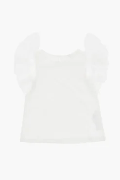 Top Girocollo in Tinta Unita con Maniche Volant>Chloe Kids Hot