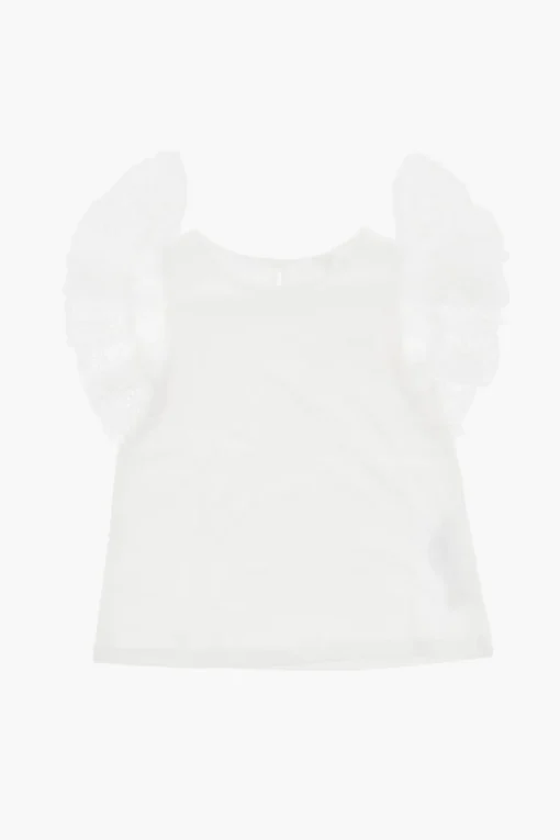 Top Girocollo in Tinta Unita con Maniche Volant>Chloe Kids Hot