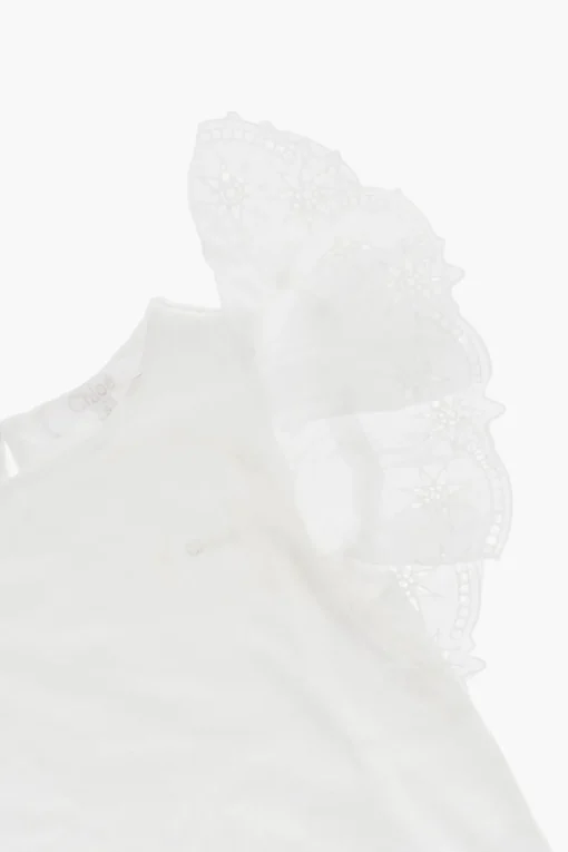 Top Girocollo in Tinta Unita con Maniche Volant>Chloe Kids Hot