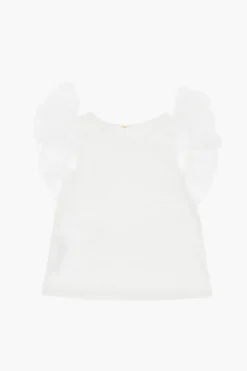 Top Girocollo in Tinta Unita con Maniche Volant></noscript>Chloe Kids Hot