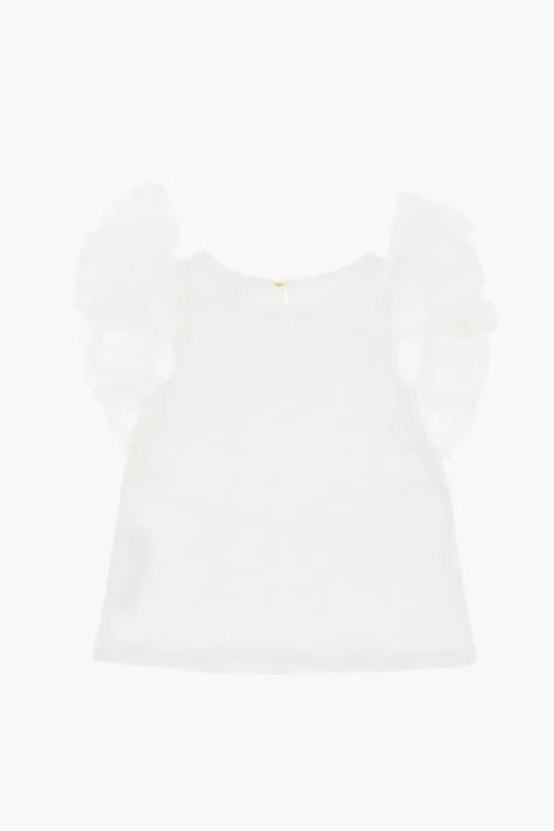 Top Girocollo in Tinta Unita con Maniche Volant>Chloe Kids Hot