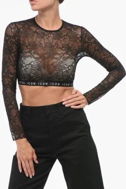 Top ICON Underwear Crop in Pizzo>Dsquared2 Fashion