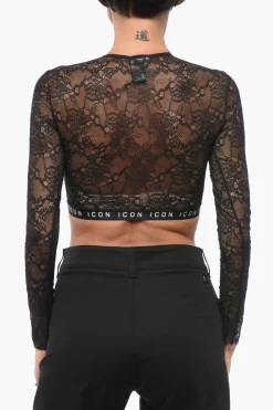 Top ICON Underwear Crop in Pizzo>Dsquared2 Fashion