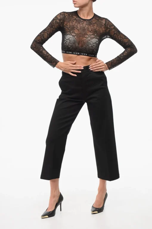 Top ICON Underwear Crop in Pizzo>Dsquared2 Fashion