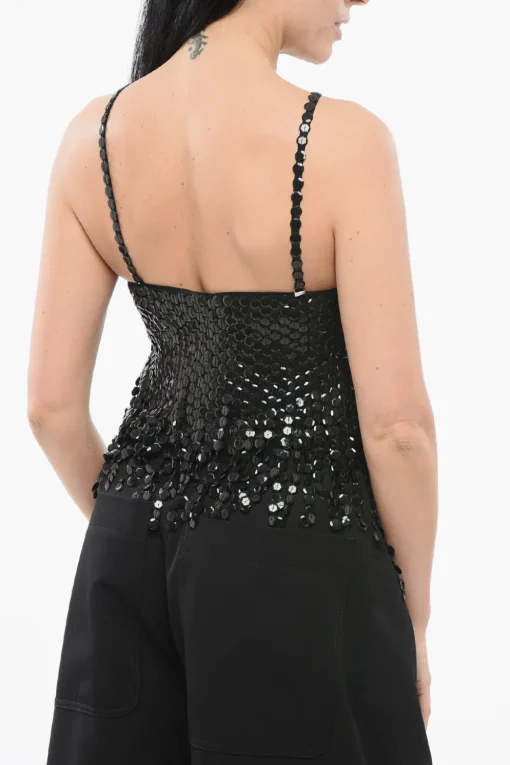 Fashion Top Impreziosito con Collo Halter Donna T-Shirts E Tops