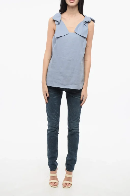 Top in Lino con Spalline a Fiocco>Chloe Best