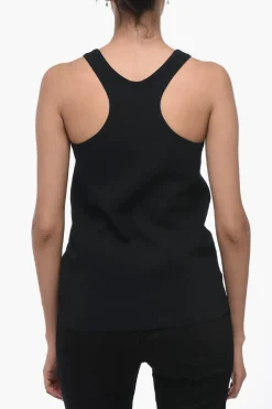 Sale Top in Maglia Jersey con Logo In Rilievo Donna T-Shirts E Tops