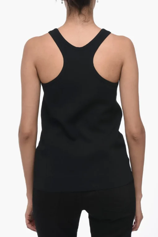 Sale Top in Maglia Jersey con Logo In Rilievo Donna T-Shirts E Tops