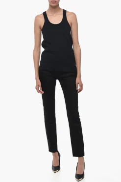 Sale Top in Maglia Jersey con Logo In Rilievo Donna T-Shirts E Tops