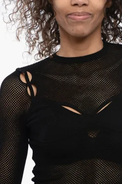 Best Top in Maglia Mesh con Dettaglio Cut-Out Donna T-Shirts E Tops