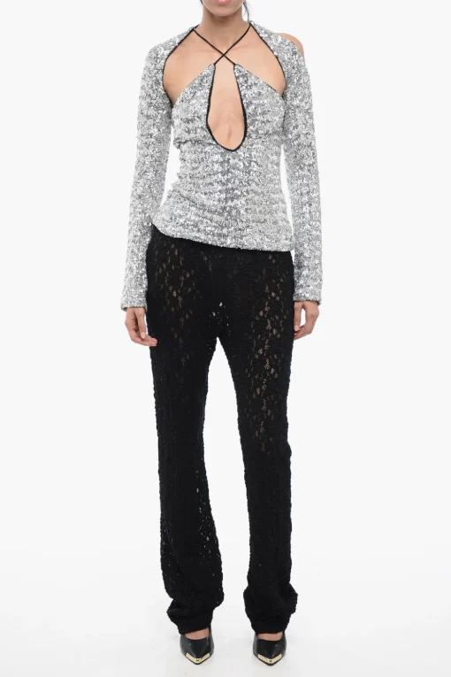 Top in Paillettes con Manicotti Removibili>The Attico Hot