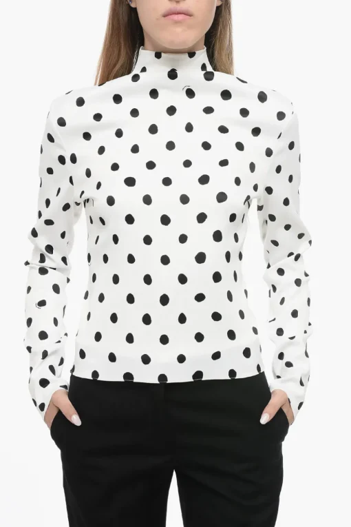 Top in Satin a Pois con Zip sul Retro>Marni Fashion
