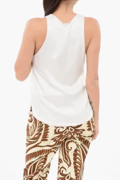 Clearance Top in Seta con Collo a U Donna T-Shirts E Tops