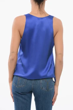 Online Top in Seta con Collo a U Donna T-Shirts E Tops