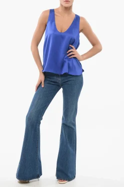 Online Top in Seta con Collo a U Donna T-Shirts E Tops
