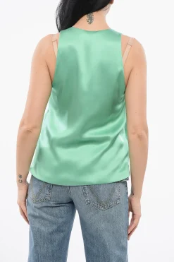 Top in Seta con Collo a U>Armani Outlet