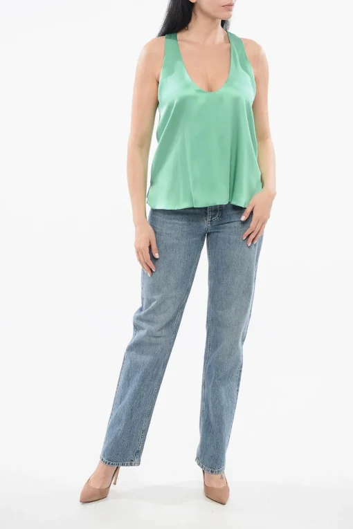 Top in Seta con Collo a U>Armani Outlet