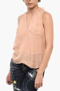 Top In Seta con Scollo a V>Dsquared2 Sale