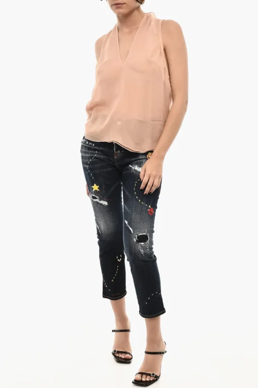 Top In Seta con Scollo a V>Dsquared2 Sale