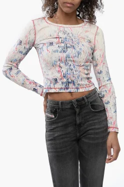 Top in Tessuto a Coste con Fantasia Astratta>Diesel Online