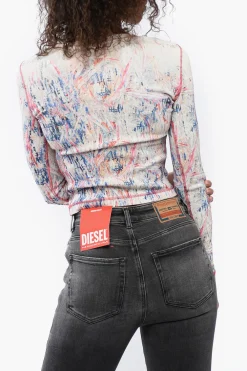 Top in Tessuto a Coste con Fantasia Astratta>Diesel Online