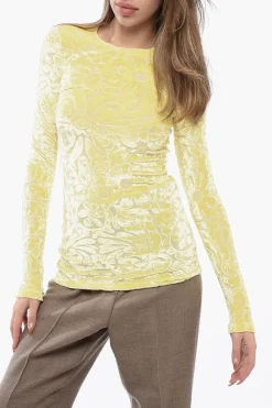 Top in Tessuto Floccato con Motivo Floreale>Jil Sander Best