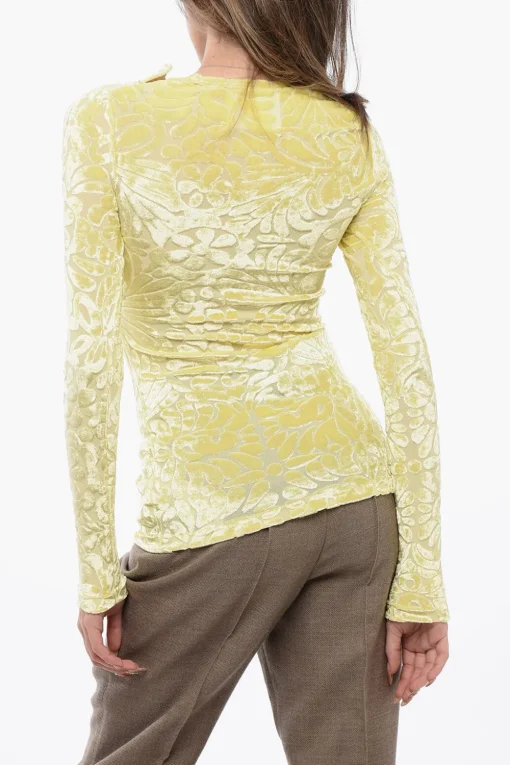 Top in Tessuto Floccato con Motivo Floreale>Jil Sander Best