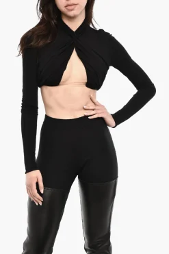 Fashion Top Incrociato con Scollatura Profonda Donna T-Shirts E Tops
