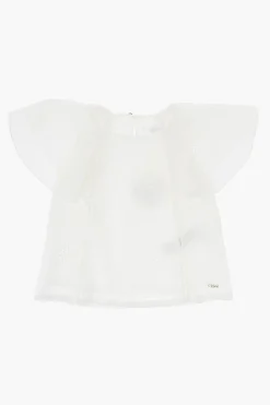 Clearance Top Logato con Dettaglio in Sangallo Abbigliamento