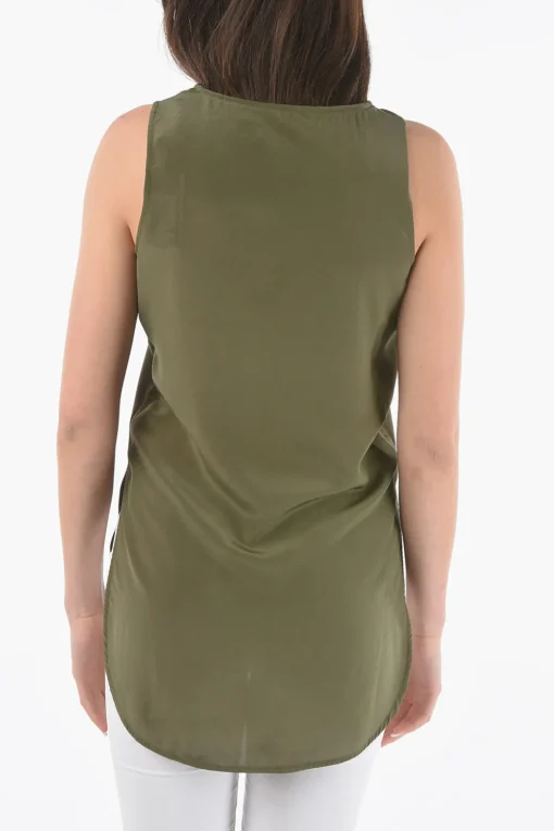 New Top Oversize con Taschino e Spacchi Laterali Donna T-Shirts E Tops