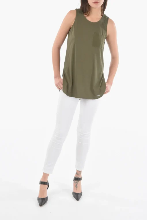 New Top Oversize con Taschino e Spacchi Laterali Donna T-Shirts E Tops