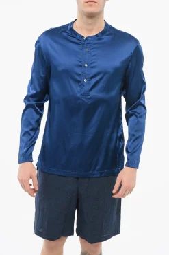 Fashion Top Pigiama A Maniche Lunghe Con Bottoni Uomo Intimo