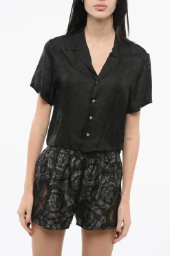 Best Top Pigiama Satinato con Motivo Barocco Donna T-Shirts E Tops