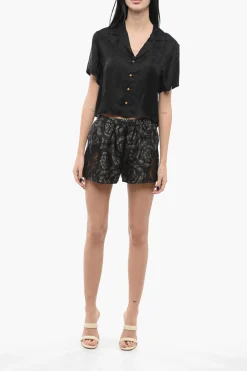 Best Top Pigiama Satinato con Motivo Barocco Donna T-Shirts E Tops