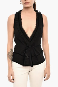 Top Scollo a V Trasparente con Fiocco>Dsquared2 Outlet