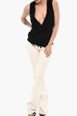 Top Scollo a V Trasparente con Fiocco></noscript>Dsquared2 Outlet