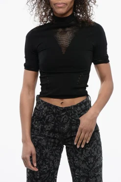 Sale Top Seamless in Mesh con Dettaglio Open-Back Donna T-Shirts E Tops