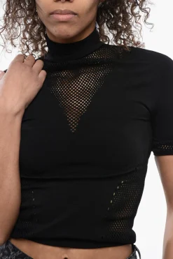 Sale Top Seamless in Mesh con Dettaglio Open-Back Donna T-Shirts E Tops