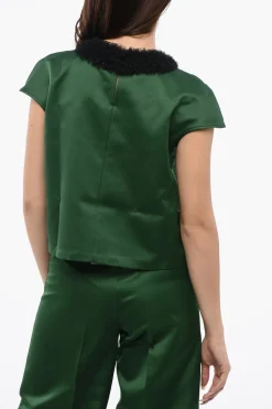 Sale Top Senza Maniche Con Colletto In Tulle Donna T-Shirts E Tops