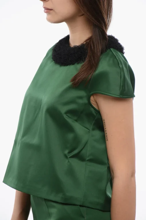 Sale Top Senza Maniche Con Colletto In Tulle Donna T-Shirts E Tops