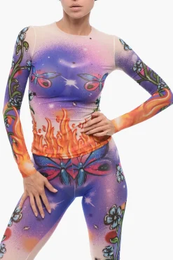Top Sheer con Fantasia Astratta>Dsquared2 Hot