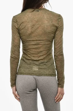 Outlet Top Slim Fit In Pizzo Con Bottoni Donna Intimo